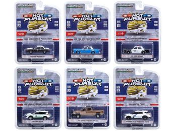 \Hot Pursuit\" Set of 6 Police Cars Series 37 1/64 Diecast Model Cars by Greenlight"""