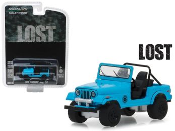 1977 Jeep CJ-7 \Dharma\" Blue \""Lost\"" (2004-2010) TV Series \""Hollywood\"" Series 21 1/64 Diecast Model Car by Greenlight"""