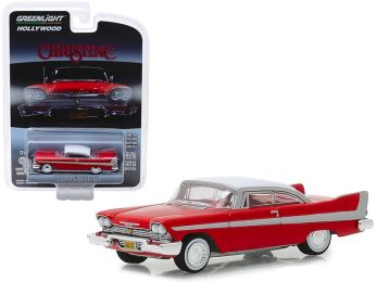 1958 Plymouth Fury Red with White Top \Christine\" (1983) Movie \""Hollywood Series\"" Release 23 1/64 Diecast Model Car by Greenlight"""