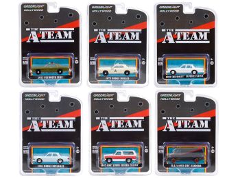 \The A-Team\" (1983-1987) TV Series Set of 6 pieces \""Hollywood Special Edition\"" 1/64 Diecast Model Cars by Greenlight"""