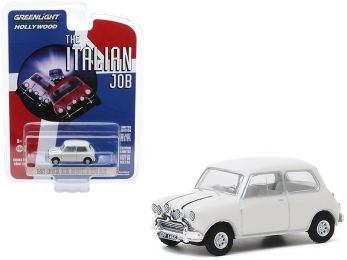 1967 Austin Mini Cooper S 1275 MkI White \The Italian Job\" (1969) Movie \""Hollywood Series\"" Release 28 1/64 Diecast Model Car by Greenlight"""