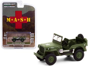 1942 Willys MB Jeep Army Green \MASH\" (1972-1983) TV Series \""Hollywood Series\"" Release 30 1/64 Diecast Model Car by Greenlight"""