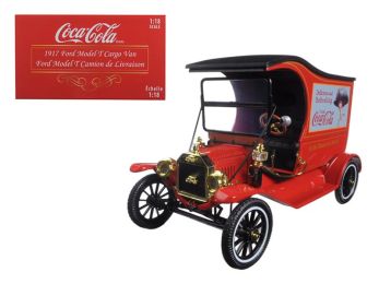 1917 Ford Model T Cargo Van \Coca-Cola\" Red 1/18 Diecast Model Car by Motorcity Classics"""