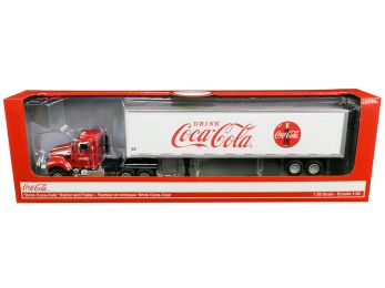 Truck Tractor with 53\' Trailer \Drink Coca-Cola\" Red and White 1/50 Diecast Model by Motorcity Classics"""
