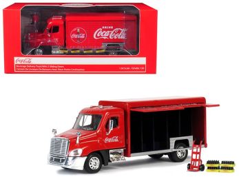 Beverage Delivery Truck \Coca-Cola\" with Handcart and 4 Bottle Cases 1/50 Diecast Model by Motorcity Classics"""