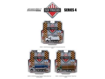 2018 International Workstar Trucks Set of 3 \S.D. Trucks\" Series 4 1/64 Diecast Models by Greenlight"""