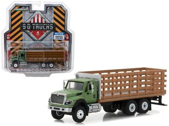 2018 International WorkStar Platform Stake Truck with Wood Effect \S.D. Trucks\" Series 4 1/64 Diecast Model by Greenlight"""