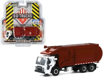 2019 Mack LR Refuse Garbage Truck White and Burgundy \S.D. Trucks\" Series 10 1/64 Diecast Model by Greenlight"""