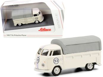 Volkswagen T1b Pritsche Plane Pickup Truck with Canopy #53 Cream 1/87 (HO) Diecast Model by Schuco