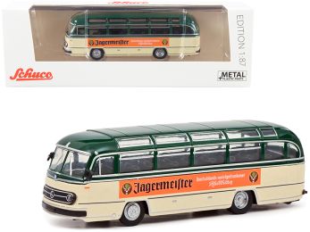 Mercedes Benz 0321 Bus Jagermeister Green and Cream 1/87 (HO) Diecast Model by Schuco