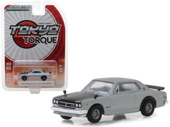 1972 Nissan Skyline 2000 GT-R Silver with Black Hood \Tokyo Torque\" Series 3 1/64 Diecast Model Car by Greenlight"""
