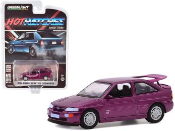 1994 Ford Escort RS Cosworth Monte Carlo Special Edition Jewel Violet Metallic \Hot Hatches\" Series 1 1/64 Diecast Model Car by Greenlight"""