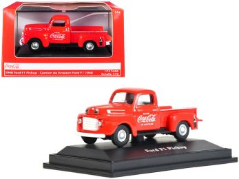 1948 Ford F1 Pickup Truck \Coca-Cola\" Red 1/72 Diecast Model Car by Motorcity Classics"""
