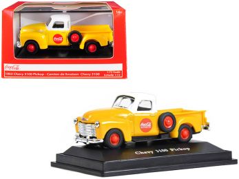 1953 Chevrolet 3100 Pickup Truck \Coca-Cola\" Yellow with White Top 1/72 Diecast Model Car by Motorcity Classics"""