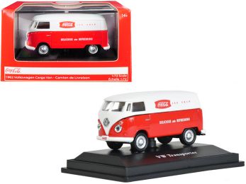 1962 Volkswagen Transporter Cargo Van \Coca-Cola\" Red and White 1/72 Diecast Model by Motorcity Classics"""