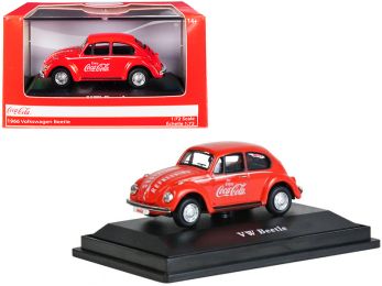 1966 Volkswagen Beetle \Coca-Cola\" Red 1/72 Diecast Model Car by Motorcity Classics"""
