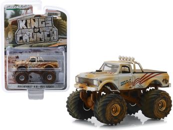 1970 Chevrolet K-10 Monster Truck \USA-1\" White (Dirty Version) \""Kings of Crunch\"" Series 4 1/64 Diecast Model Car by Greenlight"""