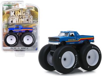 1996 Ford F-250 Monster Truck \Bigfoot #7\" Metallic Blue with Stripes \""Kings of Crunch\"" Series 5 1/64 Diecast Model Car by Greenlight"""