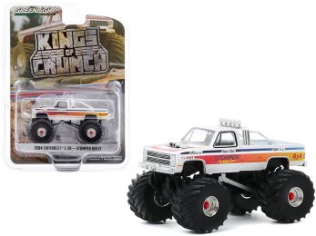1984 Chevrolet C-20 Monster Truck \Stomper Bully\" White with Stripes \""Kings of Crunch\"" Series 7 1/64 Diecast Model Car by Greenlight"""
