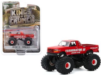 1993 Ford F-250 Monster Truck \Terminator III\" Red \""Kings of Crunch\"" Series 7 1/64 Diecast Model Car by Greenlight"""