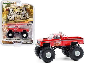 1987 Chevrolet Silverado Monster Truck \Crimson Giant\" Red \""Kings of Crunch\"" Series 8 1/64 Diecast Model Car by Greenlight"""