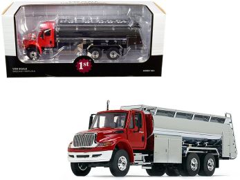 International DuraStar Liquid Fuel Tank Truck Viper Red and Chrome 1/50 Diecast Model by First Gear