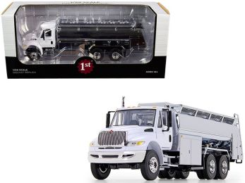 International DuraStar Liquid Fuel Tank Truck White and Chrome 1/50 Diecast Model by First Gear