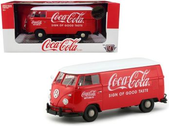 1960 Volkswagen Delivery Van \Coca-Cola\" Red with White Top Limited Edition to 2000 pieces Worldwide 1/24 Diecast Model by M2 Machines"""