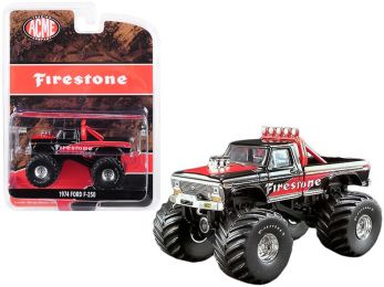 1974 Ford F-250 Monster Truck \Firestone\" Black and Red \""ACME Exclusive\"" 1/64 Diecast Model Car by Greenlight for ACME"""