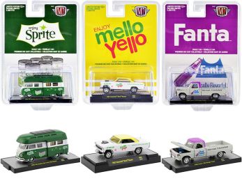 \3 Sodas\" Set of 3 pieces Limited Edition to 5000 pieces Worldwide 1/64 Diecast Model Cars by M2 Machines"""