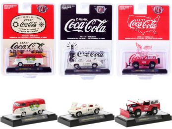 Coca-Cola Set of 3 pieces Limited Edition to 9600 pieces Worldwide 1/64 Diecast Model Cars by M2 Machines