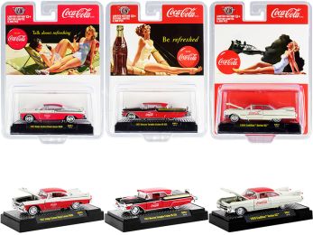 \Coca-Cola Bathing Beauties\" Set of 3 Cars Release 1 Limited Edition to 6980 pieces Worldwide 1/64 Diecast Model Cars by M2 Machines"""