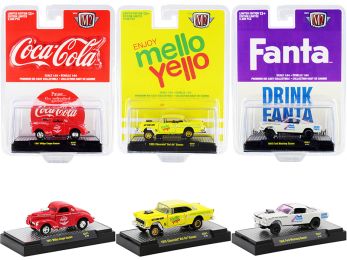 \3 Sodas\" Gasser Release Set of 3 pieces Limited Edition to 9600 pieces Worldwide 1/64 Diecast Model Cars by M2 Machines"""