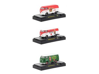 \Coca-Cola\" Santa Claus Release Set of 3 Cars Limited Edition to 4800 pieces Worldwide Hobby Exclusive 1/64 Diecast Models by M2 Machines"""