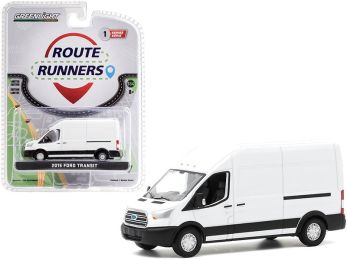 2015 Ford Transit High Roof Van Oxford White \Route Runners\" Series 1 1/64 Diecast Model by Greenlight"""