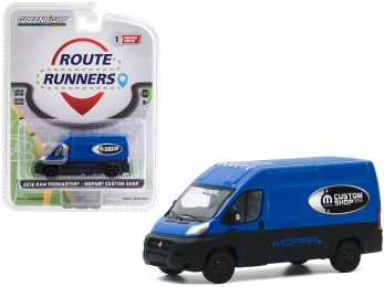 2018 RAM ProMaster 2500 Cargo Van High Roof \MOPAR Custom Shop\" Blue and Black \""Route Runners\"" Series 1 1/64 Diecast Model by Greenlight"""