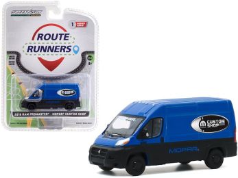2018 RAM ProMaster 2500 Cargo Van High Roof \MOPAR Custom Shop\" Blue and Black \""Route Runners\"" Series 1 1/64 Diecast Model by Greenlight"""