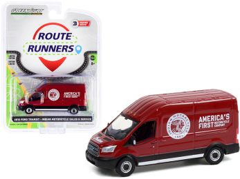 2015 Ford Transit LWB High Roof Van Burgundy Indian Motorcycle Sales & Service Route Runners Series 3 1/64 Diecast Model by Greenlight