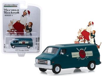 1977 Dodge B-100 Van Nordic Dark Blue \Percy\'s Threads\" \""Norman Rockwell\"" Series 2 1/64 Diecast Model Car by Greenlight"""