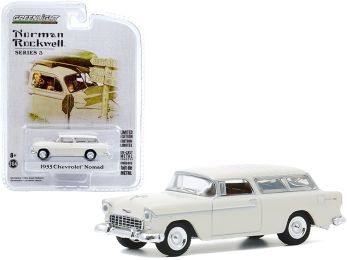1955 Chevrolet Nomad Cream \Norman Rockwell\" Series 3 1/64 Diecast Model Car by Greenlight"""