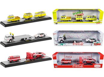 Auto Haulers \Coca-Cola and Mello Yello\" Set of 3 pieces Limited Edition to 5250 pieces Worldwide 1/64 Diecast Models by M2 Machines"""