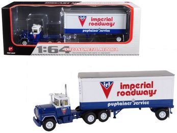 Mack R Model With 28\' Pop Trailer Imperial Roadways 1/64 Diecast Model by First Gear