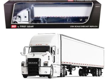 Mack Anthem Sleeper Cab with 53\' Trailer White 1/64 Diecast Model by DCP/First Gear