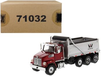 Western Star 4700 SF Dump Truck  Metallic Red with Silver Body 1/50 Diecast Model by Diecast Masters