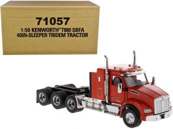 Kenworth T880 SBFA 40\ Sleeper Cab Tridem Truck Tractor Orange 1/50 Diecast Model by Diecast Masters"