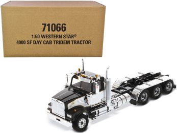 Western Star 4900 SF Tridem Day Cab Truck Tractor Black \Transport Series\ 1/50 Diecast Model by Diecast Masters