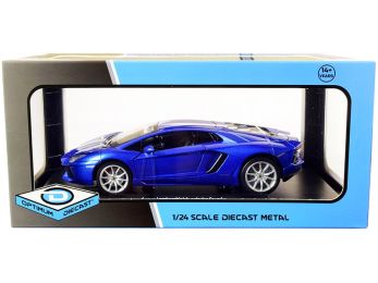 Lamborghini Aventador Coupe Blue Metallic 1/24 Diecast Model Car by Optimum Diecast