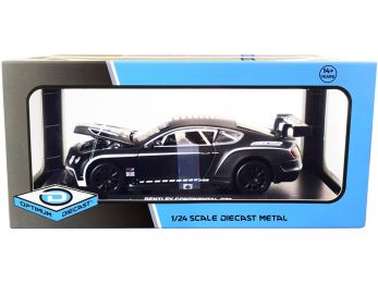 Bentley Continental GT3 Matt Black with White Stripes 1/24 Diecast Model Car by Optimum Diecast