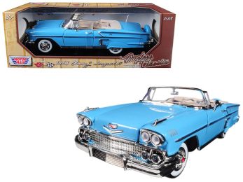 1958 Chevrolet Impala Convertible Light Blue \Timeless Classics\" 1/18 Diecast Model Car by Motormax"""