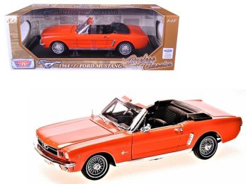 1964 1/2 Ford Mustang Convertible Orange \Timeless Classics\" 1/18 Diecast Model Car by Motormax"""